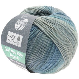 Lana Grossa Cool Wool Baby Degrade  50 gramm Knäuel  Farbe 509 hellgrau/mittelgrau/hellpetrol/blaugrau