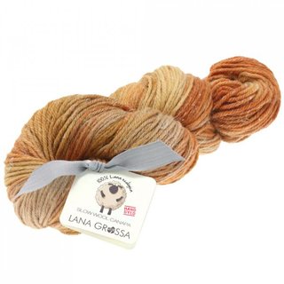 Lana Grossa Slow Wool Canapa Hand Dyed 100 gramm Strang Farbe 105 sandgelb/camel/orangebraun
