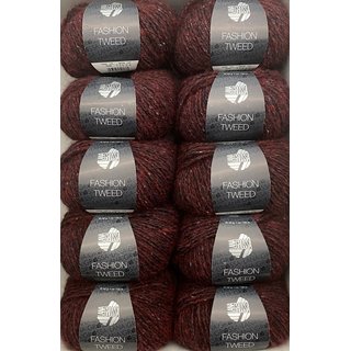 500 gramm Lana Grossa Fashion Tweed, 10 Knäuel a 50 gramm, Farbe 6, dunkelrot / schwarz meliert