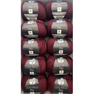 500 gramm Lana Grossa Cool Wool Big Melange 10 Knäuel a 50 gramm, Farbe 7352, Weinrot