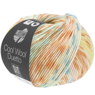 Lana Grossa Cool Wool Duetto 50 gramm Knäuel Farbe 7502, Creme/Hellblau/Lachs/Hellrosa/Gelb/Mint